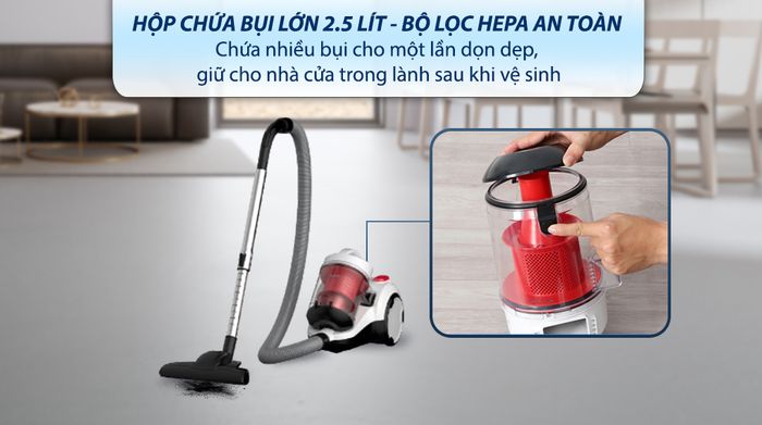 Máy hút bụi dạng hộp Deerma DEM-TJ310W - Bộ lọc HEPA