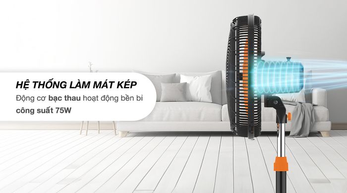 Làm mát kép - Quạt lửng Asia VY628890 75W