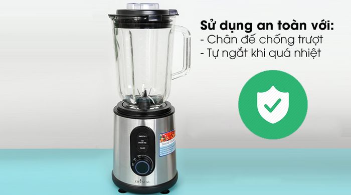 Máy xay sinh tố Crystal TB-6810A - Chân đế chống trượt, tính năng tự ngắt khi quá nhiệt bảo vệ động cơ