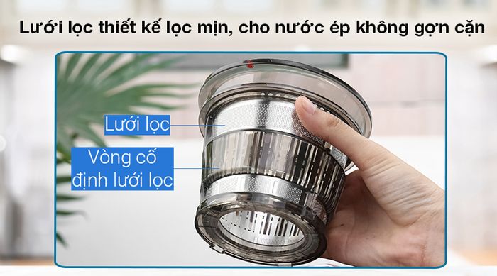 Máy ép chậm Sunhouse Mama SHD5505 - Nhờ lưới lọc nhựa PCTG + inox 304 thiết kế cho phép lọc mịn hiệu quả