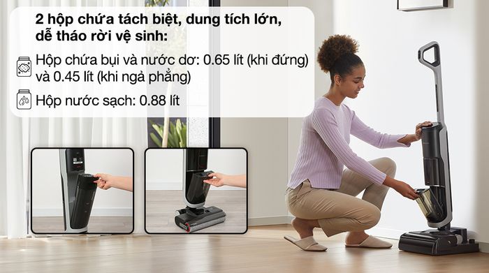 Máy hút bụi lau nhà Dreame H14 - Khoang chứa bụi