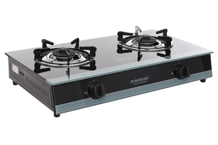 Mặt bếp bằng kính cường lực bóng đẹp, dễ vệ sinh - Bếp gas đôi Sunhouse SHB3326MT