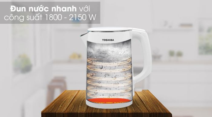 Bình đun siêu tốc Toshiba 1.5 lít KT-15DS1PV - Đun nước sôi chỉ trong 5 - 7 phút