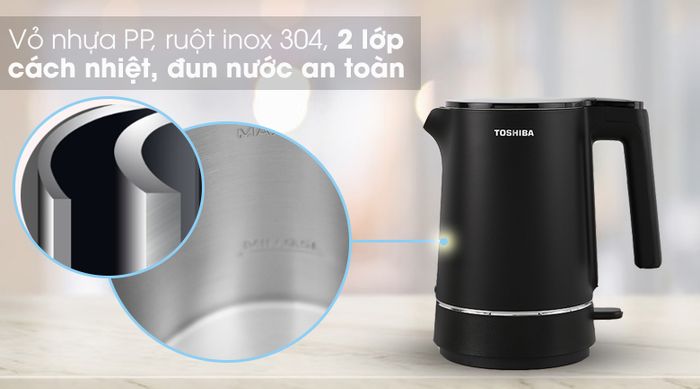 Bình đun siêu tốc Toshiba 1.5 lít KT-15DS1NV - Chất liệu tốt