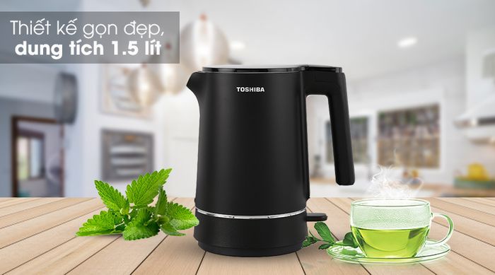 Bình đun siêu tốc Toshiba 1.5 lít KT-15DS1NV - Màu đen mạnh mẽ