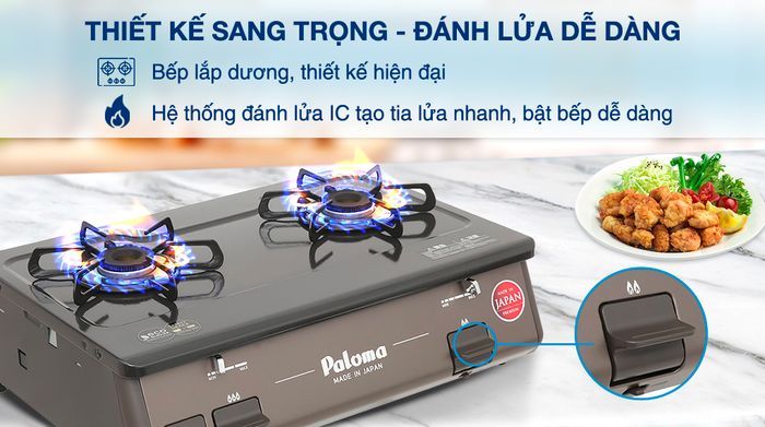 Bếp ga đôi Paloma PA-J61PE (BR) - Thiết kế