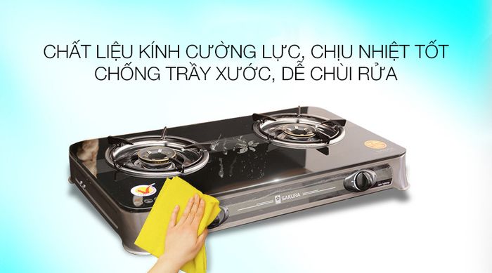 Bếp ga đôi Sakura SA-650G - Mặt kính cường lực