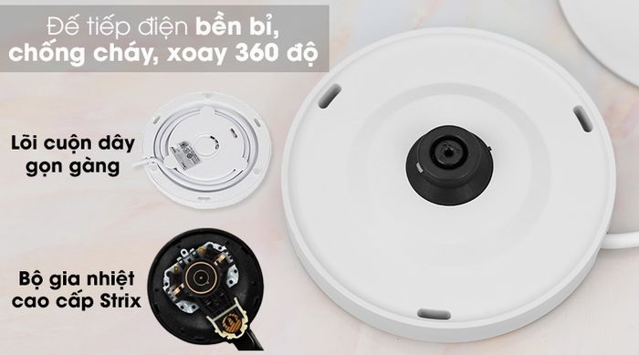 Bình đun siêu tốc Toshiba 1.5 lít KT-15DS1PV - Đế tiếp điện xoay 360 độ