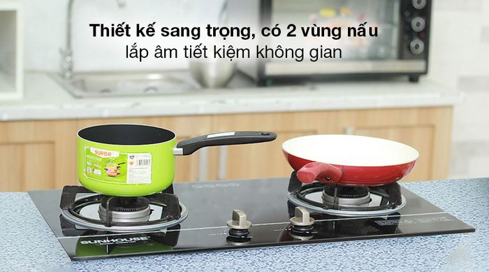 Bếp ga âm Sunhouse SHB501MT - Thiết kế bếp ga gọn gàng, kiểu dáng lắp âm