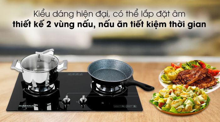 Bếp ga âm Sunhouse SHB5546MT - Kiểu dáng đơn giản