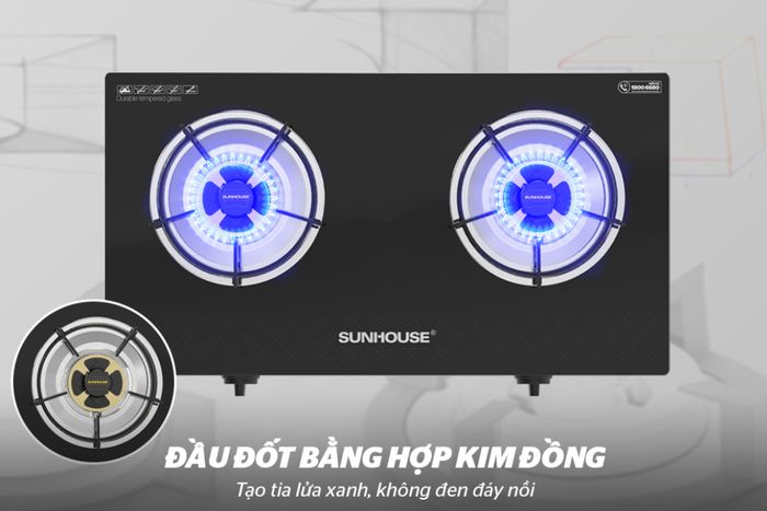 Bếp ga đôi Sunhouse SHB3223MT - đầu đốt