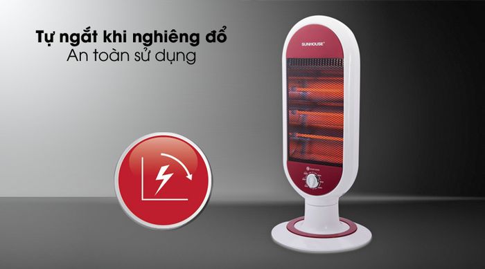 Tự ngắt khi nghiêng đổ - Quạt Sưởi Hồng ngoại Sunhouse SHD7022