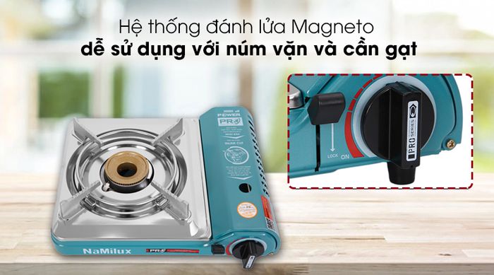 Bếp gas mini Namilux NH-P3031PS - Đánh lửa Magneto cơ học cho tia lửa nhanh