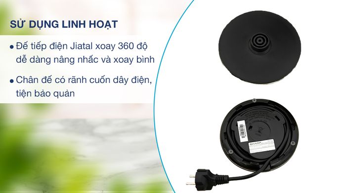 Bình đun siêu tốc Sharp EKJ-10DVPS-BK - Đế tiếp điện
