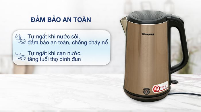 Bình đun siêu tốc Điện Quang 1.8 lít ĐQ EKT08 1818 GO - Chế độ an toàn