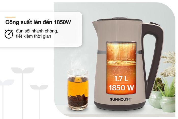 Dung tích, công suất - Bình đun siêu tốc Sunhouse 1.7 lít SHD1360