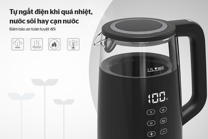 Bình đun siêu tốc Sunhouse Mama 1.7 lít SHD1333 - Chế độ an toàn
