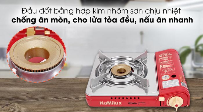 Bếp gas mini Namilux NH-P2915PS - Đầu đốt bằng hợp kim nhôm, sơn chịu nhiệt chống ăn mòn