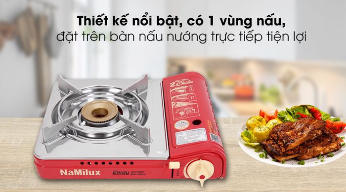 Bếp gas mini Namilux NH-P2915PS - Màu đỏ bạc bắt mắt