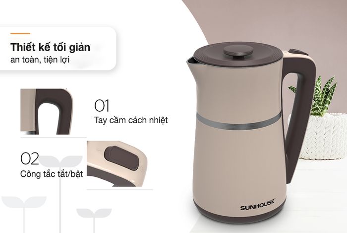 Tay cầm, công tắt - Bình đun siêu tốc Sunhouse 1.7 lít SHD1360