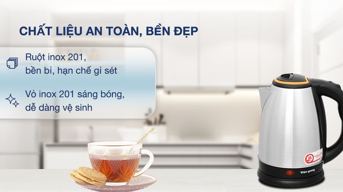 Bình đun siêu tốc Điện Quang 1.8 lít ĐQ EKT06 1518 BL - Chất liệu