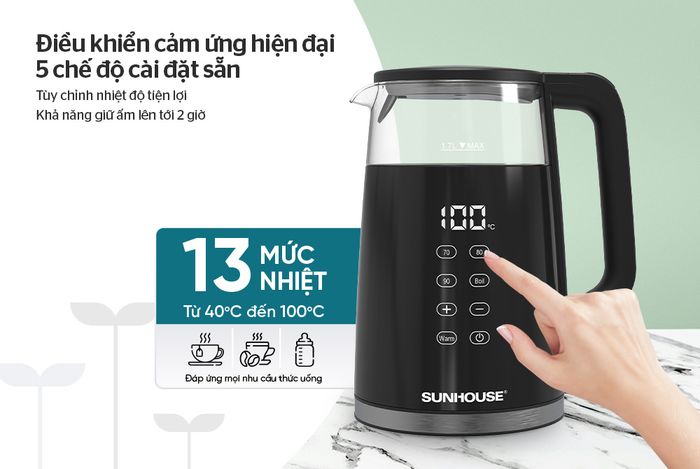 Bình đun siêu tốc Sunhouse Mama 1.7 lít SHD1333 - Bảng điều khiển