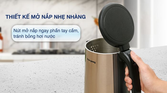 Bình đun siêu tốc Điện Quang 1.8 lít ĐQ EKT08 1818 GO - Nút nhấn mở nắp