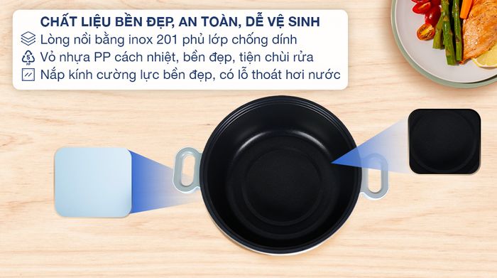 Nồi lẩu điện Sunhouse SHD4528 3.5 lít - Chất liệu