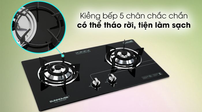 Bếp ga âm Sunhouse SHB5546MT - Kiềng bếp 5 chân chắc chắn