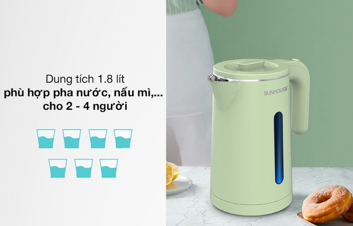 Dung tích - Bình đun siêu tốc Sunhouse 1.8 lít SHD1353