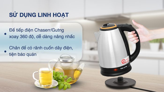 Bình đun siêu tốc Điện Quang 1.8 lít ĐQ EKT06 1518 BL - Đế tiếp điện