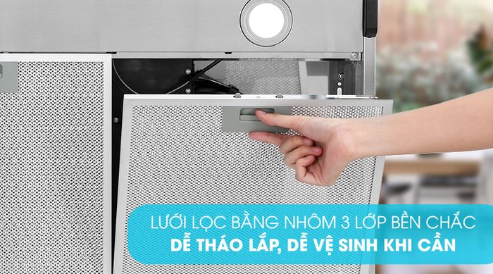 Lưới lọc nhôm 3 lớp - Máy hút mùi âm tủ Hafele HC-BI70B