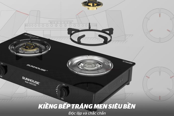 Bếp ga đôi Sunhouse SHB3223MT - Kiềng bếp