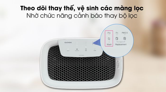 Cảnh báo thay bộ lọc - Máy lọc không khí Cuckoo CAC-C1220FW