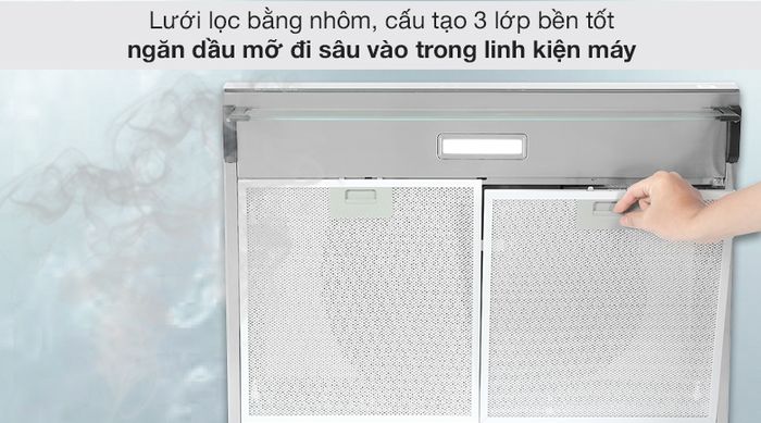Máy hút mùi áp tường Kangaroo KG70RS - Lưới lọc bằng nhôm 3 lớp bền tốt