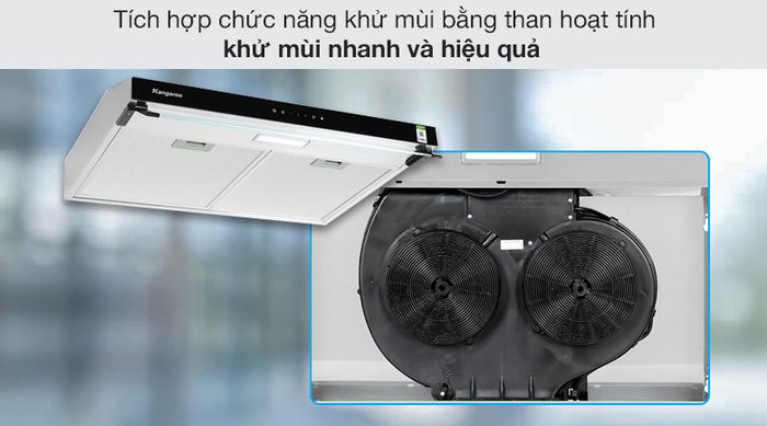 Máy hút mùi áp tường Kangaroo KG70RS - Chức năng khử mùi bằng than hoạt tính