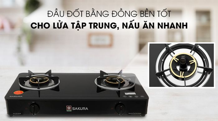 đầu đốt bằng đồng - Bếp ga Sakura SA-2375GB
