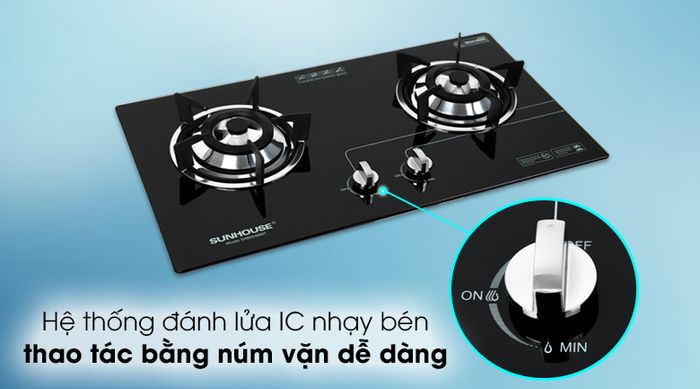 Bếp ga âm Sunhouse SHB5546MT - Dùng hệ thống đánh lửa IC nhạy bén