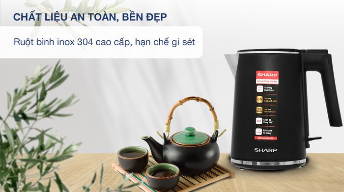 Bình đun siêu tốc Sharp EKJ-10DVPS-BK - Chất liệu