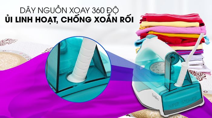 Dây điện xoay 360 độ - Bàn ủi hơi nước Delites HJ-8058