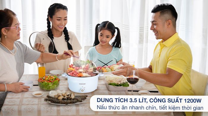 Nồi lẩu điện Sunhouse SHD4528 3.5 lít - Công suất, dung tích