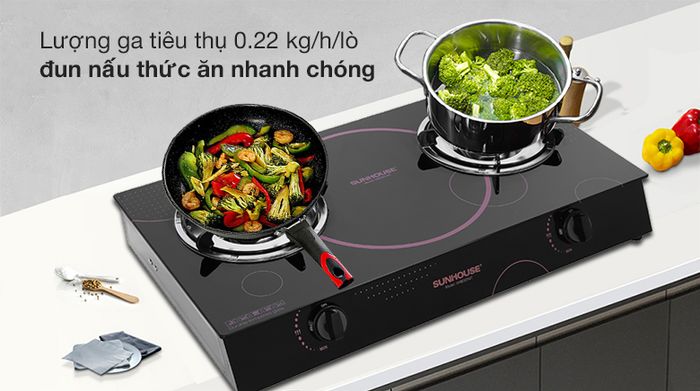 Công suất - Bếp ga đôi Sunhouse SHB307MT