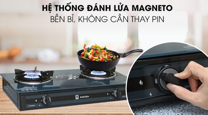 Bếp ga đôi Sakura SA-690GH đáng lửa Magneto