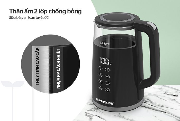 Bình đun siêu tốc Sunhouse Mama 1.7 lít SHD1333 - Chất liệu