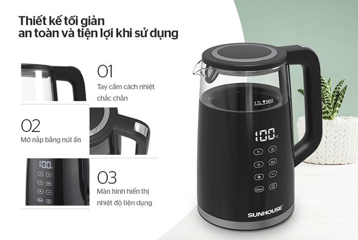 Bình đun siêu tốc Sunhouse Mama 1.7 lít SHD1333 - Thiết kế