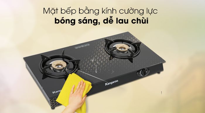 Bếp ga đôi Kangaroo KG8G1C - Mặt kính cường lực bóng sáng