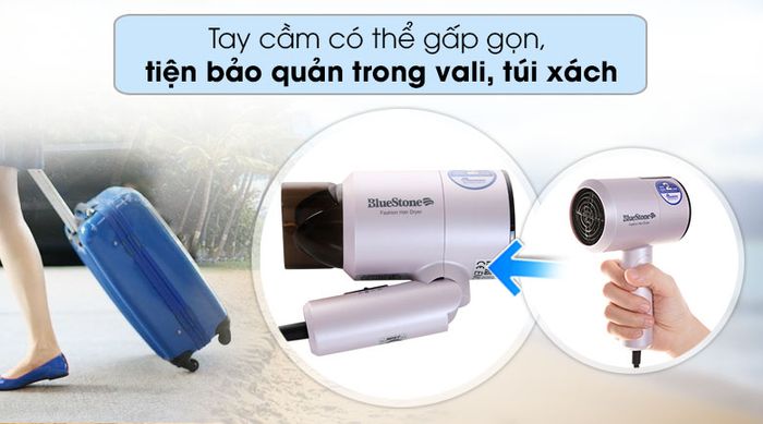 Máy sấy tóc Bluestone HDB1827 - Gấp gọn tiện khi mang đi