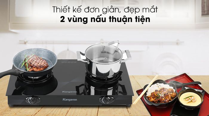 Thiết kế đẹp - Bếp ga đôi Kangaroo KG8G1A