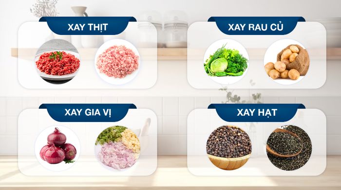 Máy xay thịt đa năng AVA AM6103 300W 1.8 lít - Các loại thực phẩm xay được