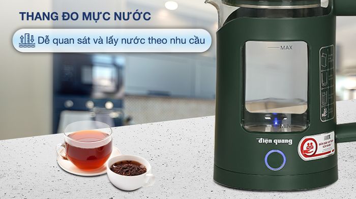 Bình đun siêu tốc Điện Quang 1.5 lít ĐQ EKT16 1515 MG - Thang đo mực nước
